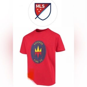 ⚽️ CHICAGO FIRE MLS Fire Red Primary Logo soccer TShirt sizeL 14-16 youth NWT